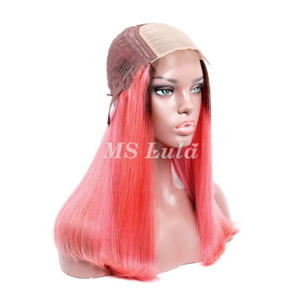 Black Root 1b/Pink Ombre Color Straight BOB Lace Closure Wig - Image 8
